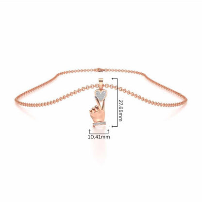 Cute Heart Silver Pendant - Rose Gold - Image 4