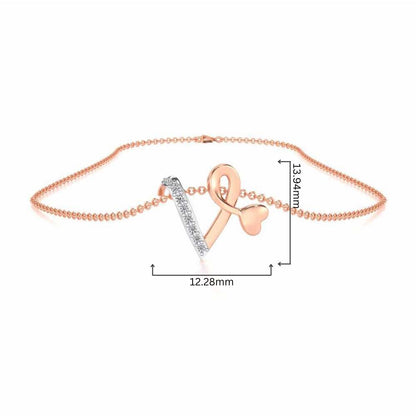 Lovely V Silver Pendant - Rose Gold - Image 4