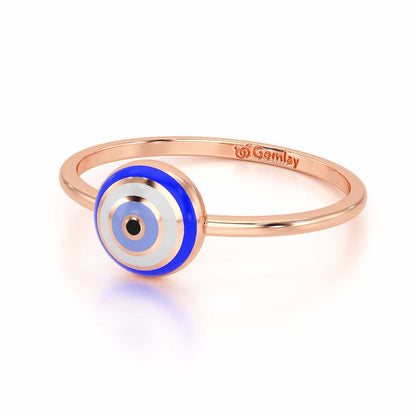 Isolde Evil Eye Silver Ring - Rose Gold - Image 3