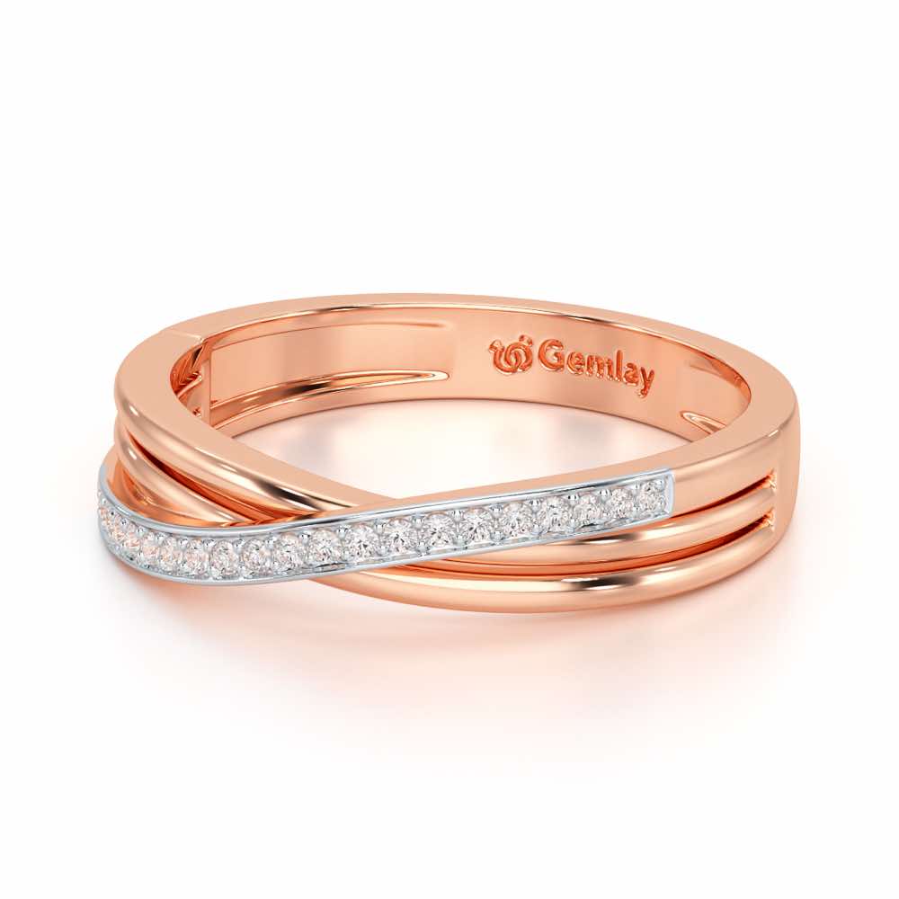 Three Crossing Silver Ring - Rose Gold - Image 3