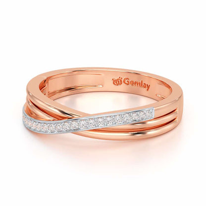 Three Crossing Silver Ring - Rose Gold - Image 3