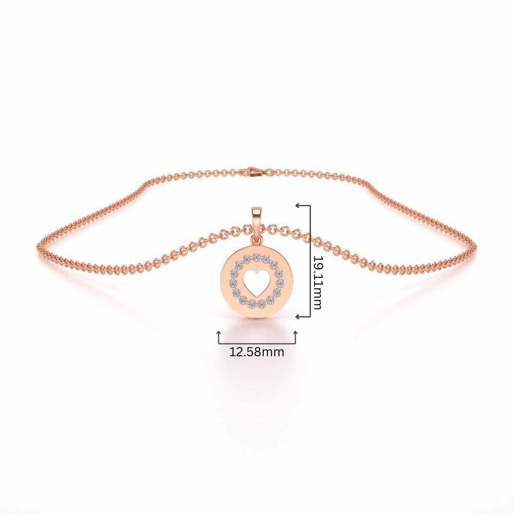 Surround Heart Silver Pendant - Rose Gold - Image 4