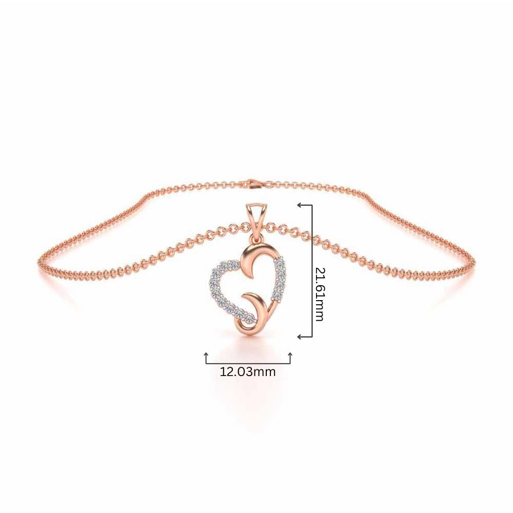Swirl Heart Silver Pendant - Rose Gold - Image 4