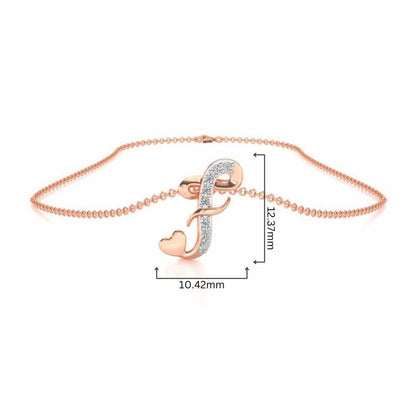 Lovely F Silver Pendant - Rose Gold - Image 4