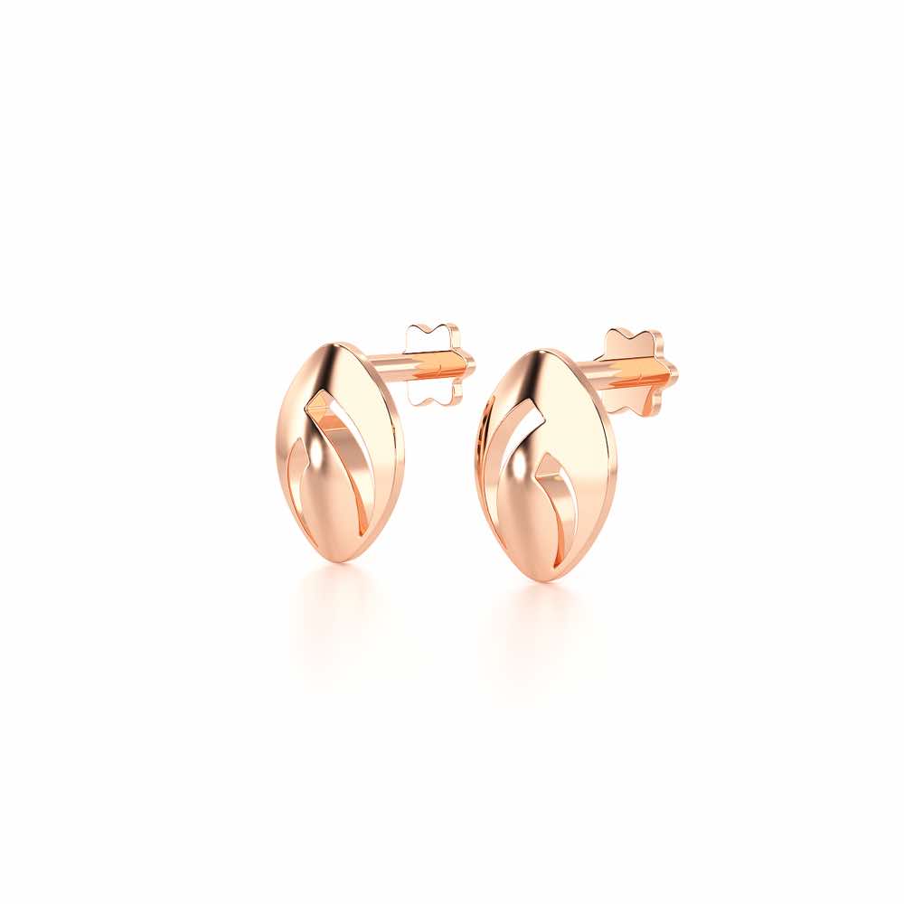 Sun Pebble Silver Earrings - Rose Gold - Image 3