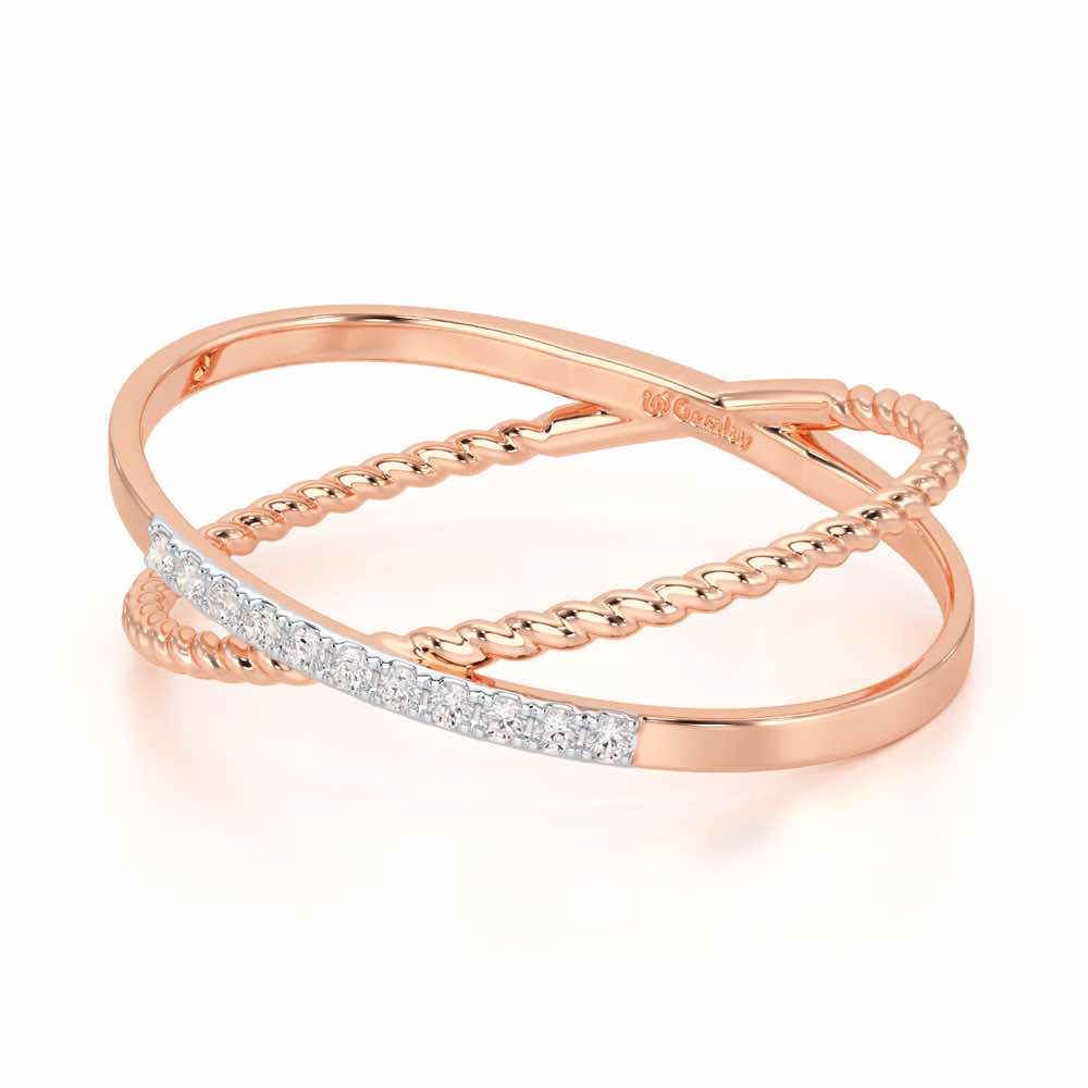 Cross Connection Silver Ring - Rose Gold - Image 3