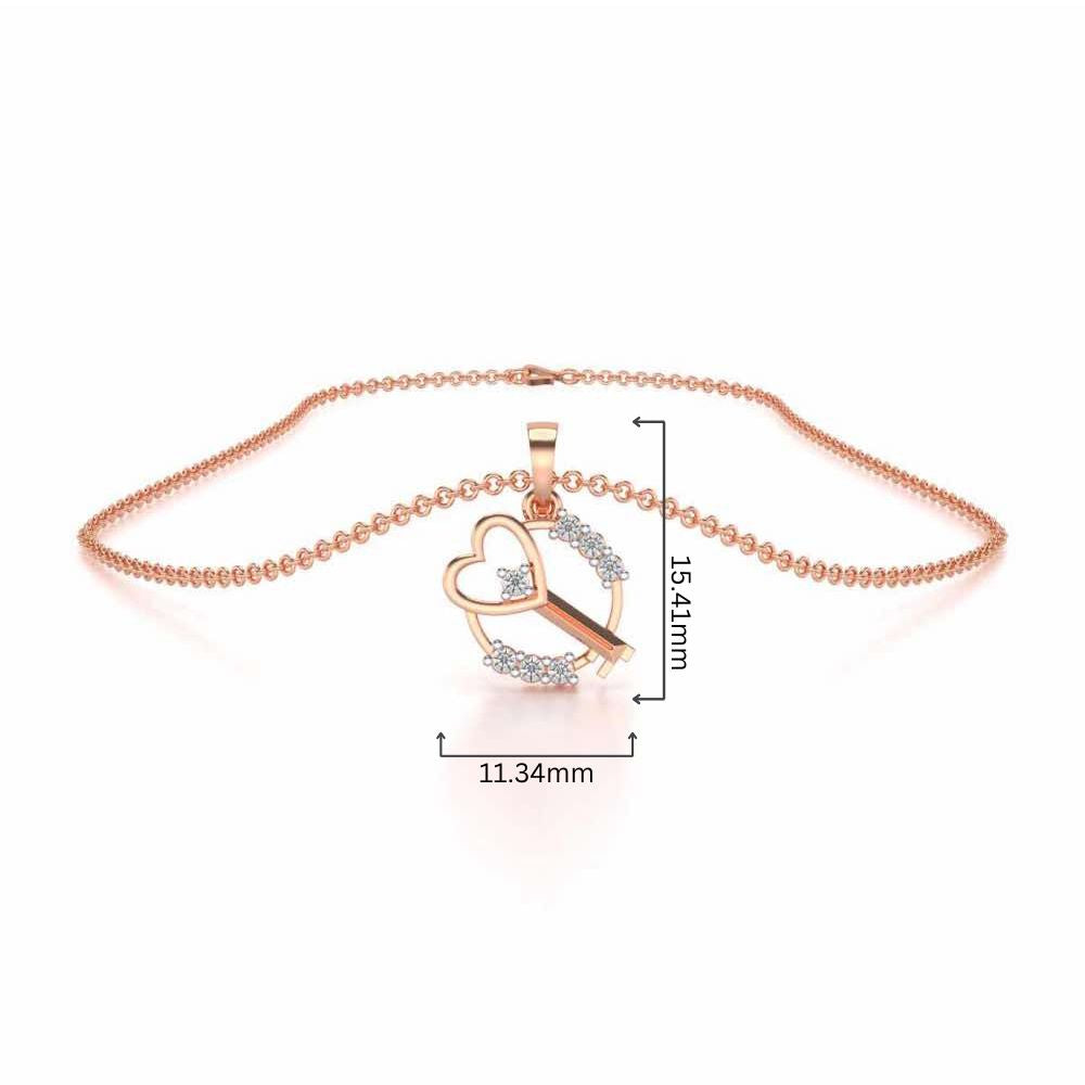 Heart Key Silver Pendant - Rose Gold - Image 4