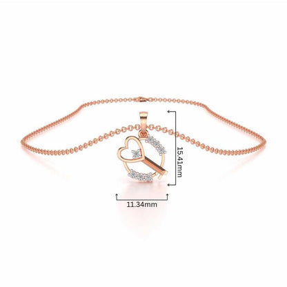 Heart Key Silver Pendant - Rose Gold - Image 4