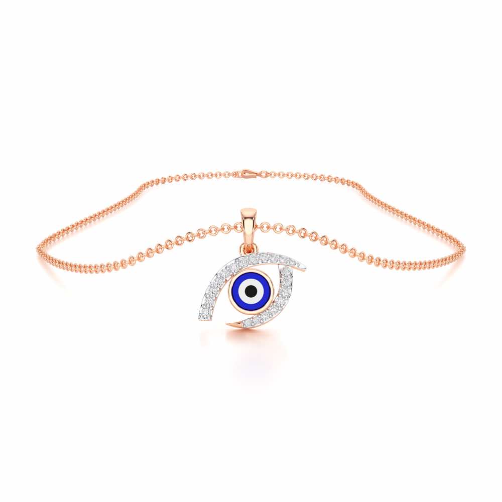 Evil Eye Charm Silver Pendant - Rose Gold - Image 3