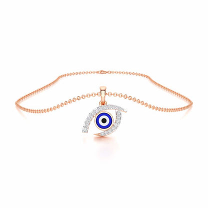 Evil Eye Charm Silver Pendant - Rose Gold - Image 3