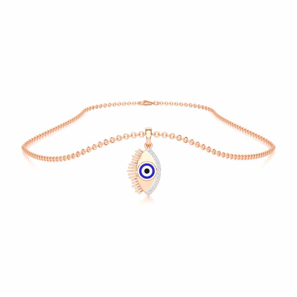 Blue Eye Silver Pendant - Rose Gold - Image 3