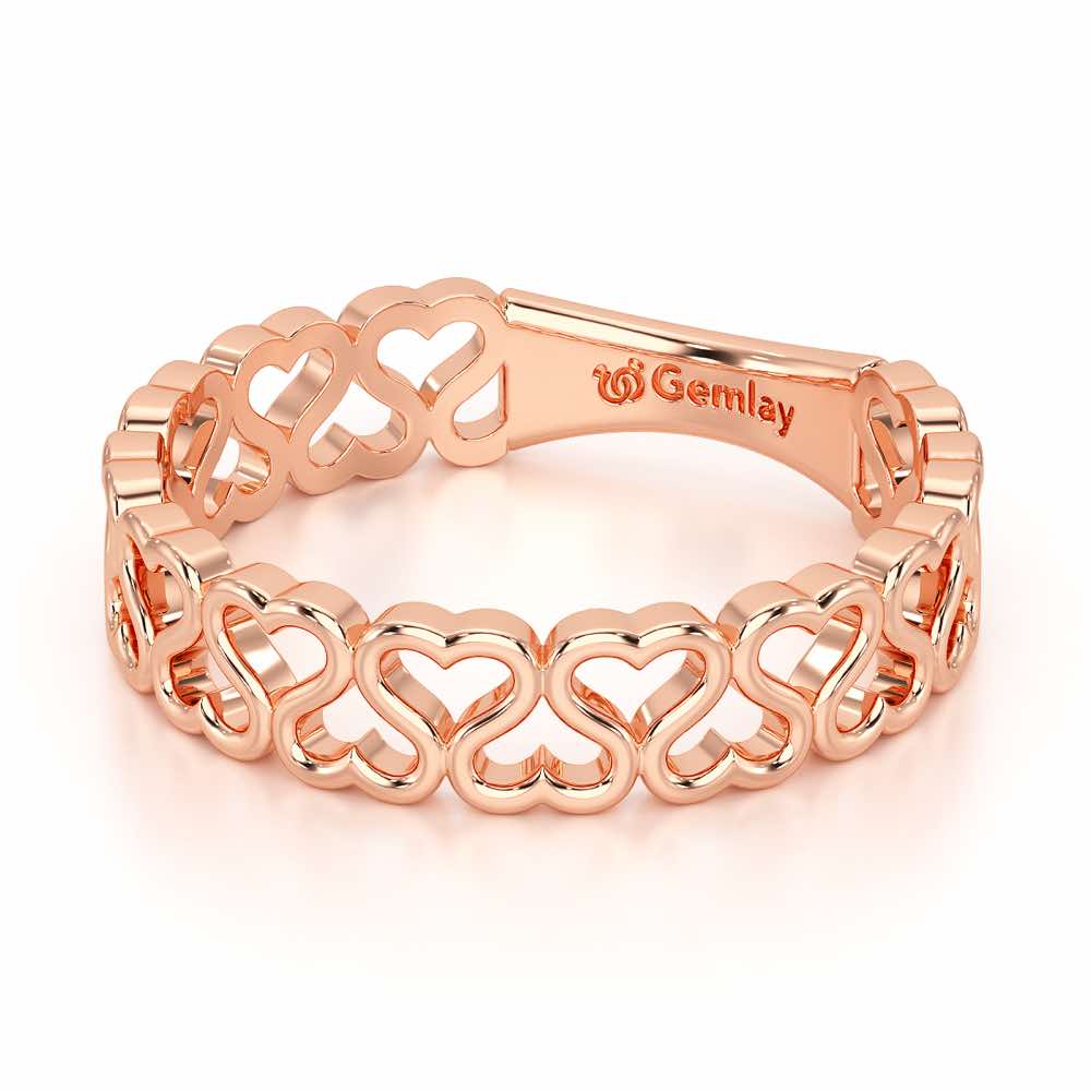 Heart Ziggle Silver Ring - Rose Gold - Image 3