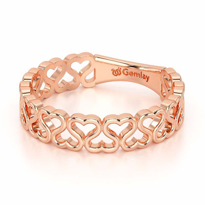 Heart Ziggle Silver Ring - Rose Gold - Image 3