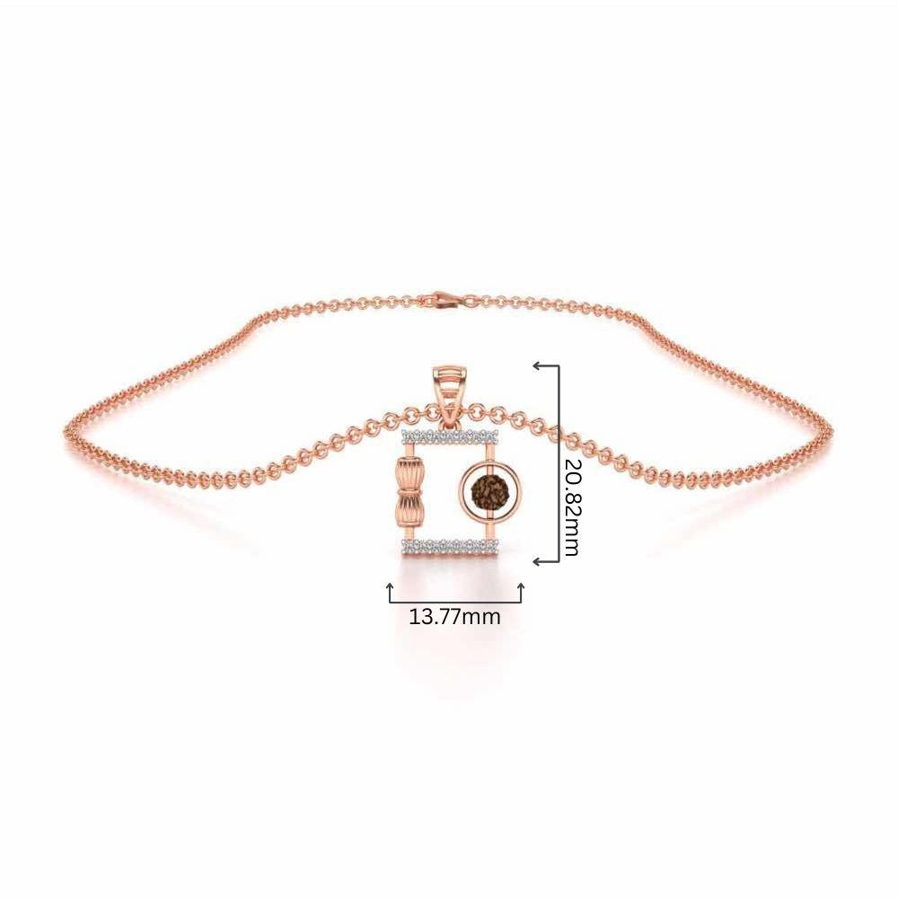 Rudraksh Silver Pendant - Rose Gold - Image 4