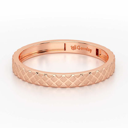 Etched Cross Silver Ring - Rose Gold - Image 3