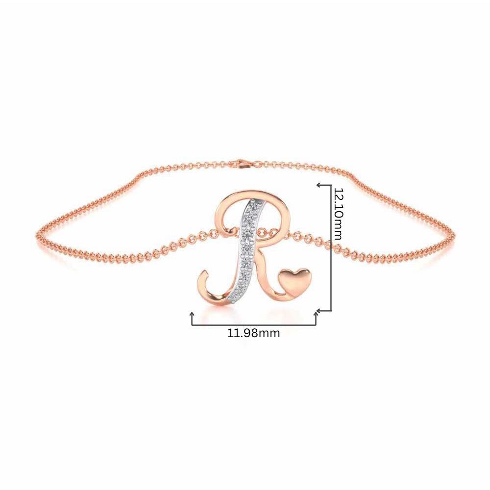 Lovely R Silver Pendant - Rose Gold - Image 4