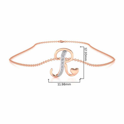 Lovely R Silver Pendant - Rose Gold - Image 4
