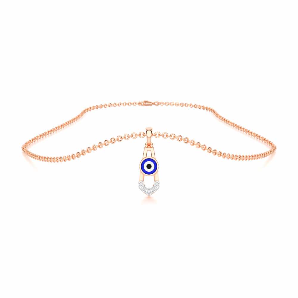 Guardian Gaze Silver Pendant - Rose Gold - Image 3