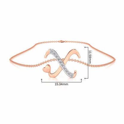 Lovely X Silver Pendant - Rose Gold - Image 4