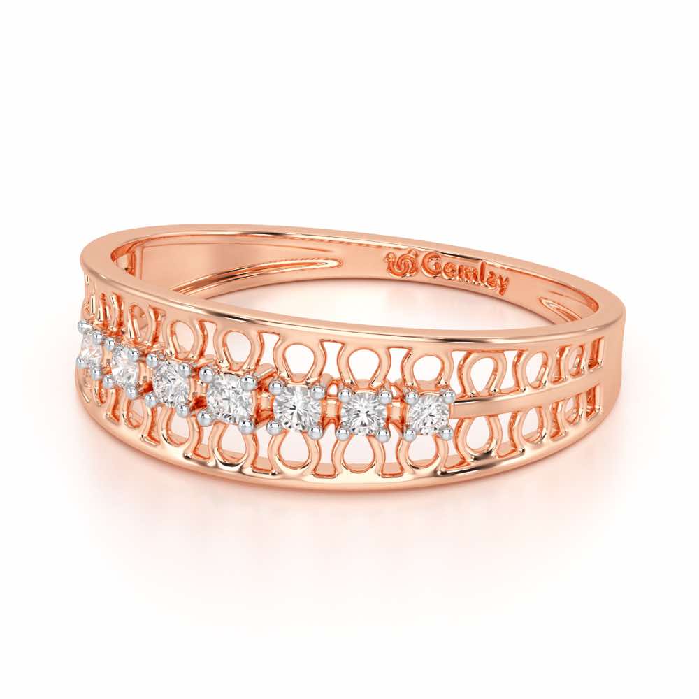 Lattice Binge Silver Ring - Rose Gold - Image 3