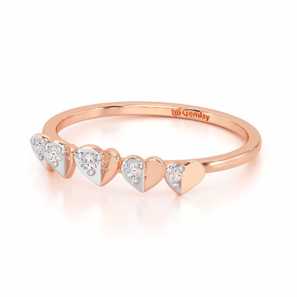 Heart Together Silver Ring - Rose Gold - Image 3