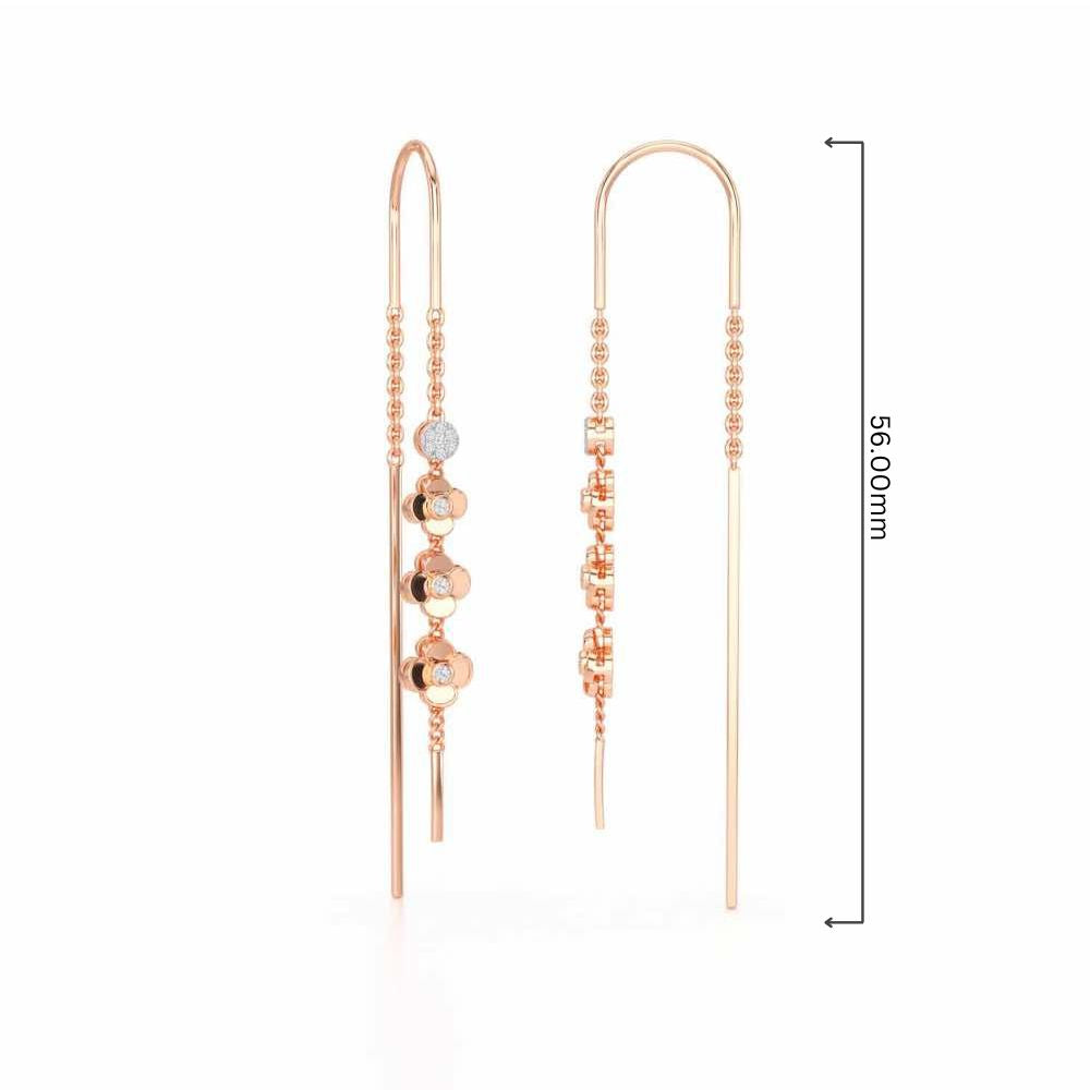 Bloom Fall Silver Dangler Earrings - Rose Gold - Image 4