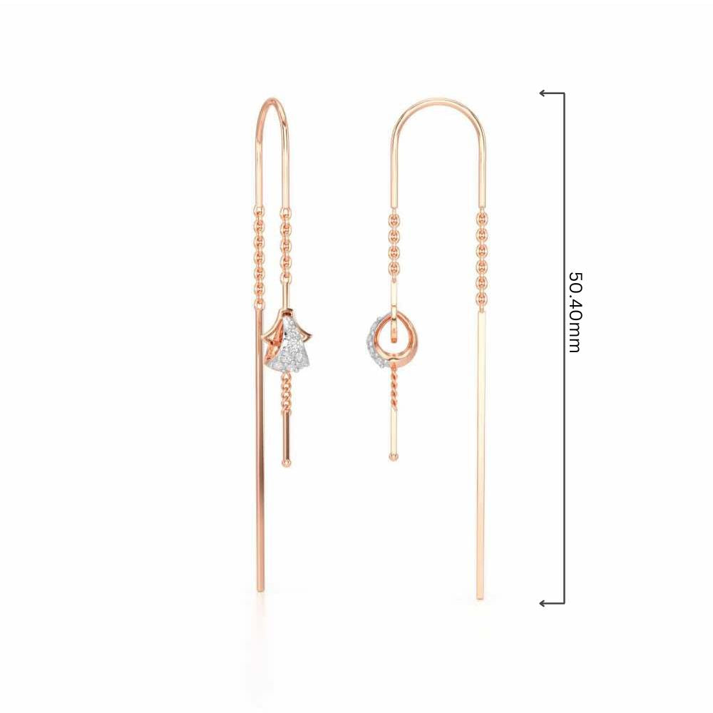 Dazzly Silver Dangler Earrings - Rose Gold - Image 4