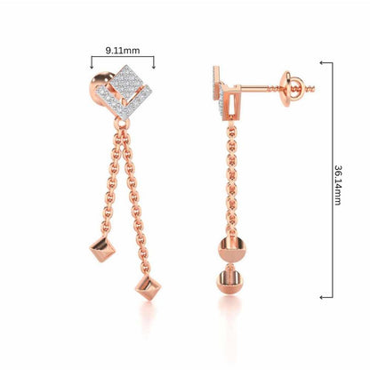 Posh Silver Dangler Earrings - Rose Gold - Image 4