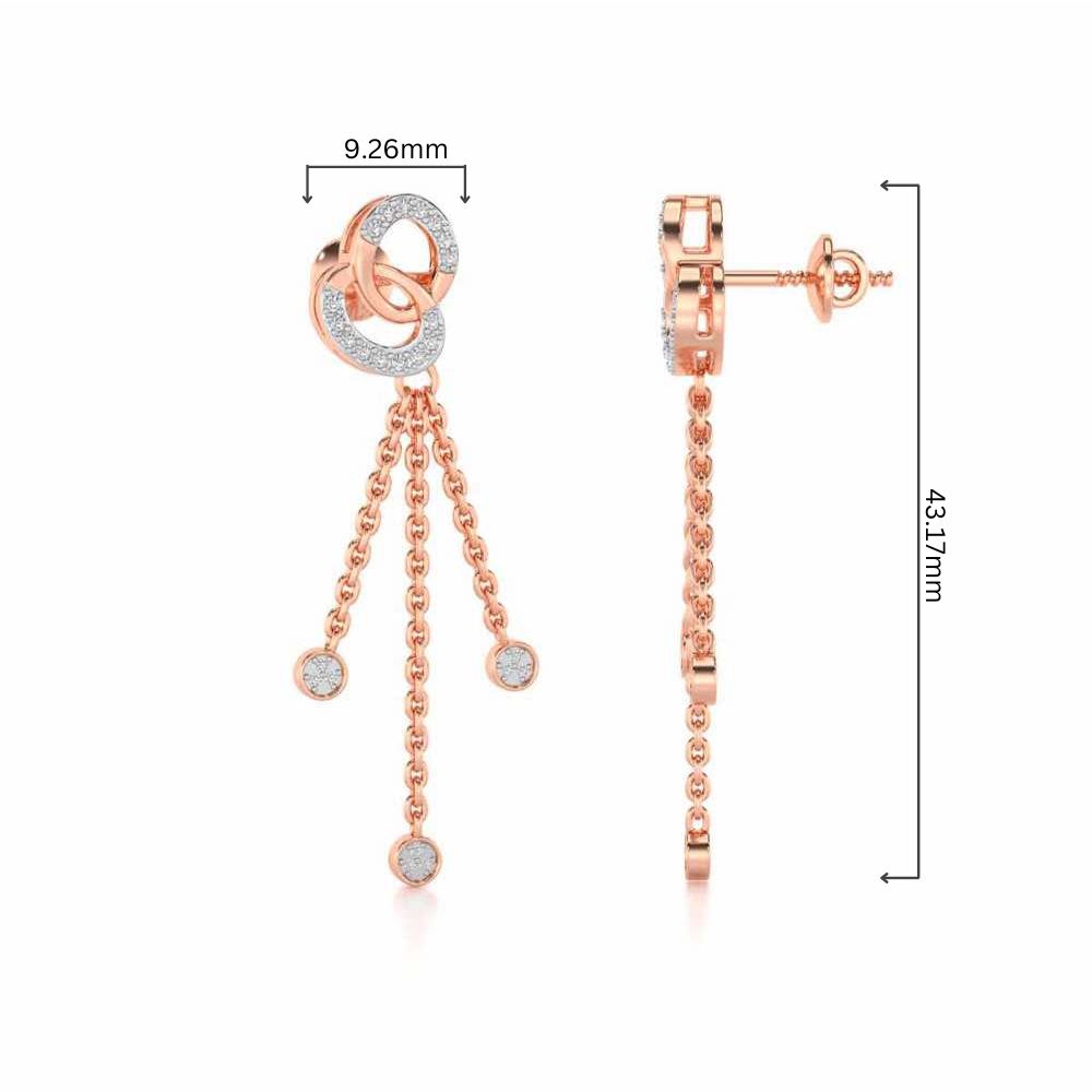 Eclipse Silver Dangler Earrings - Rose Gold - Image 4
