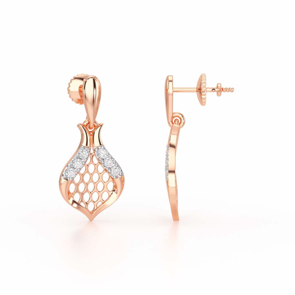 Pasha Elegance Dangler Silver Earrings - Rose Gold - Image 4