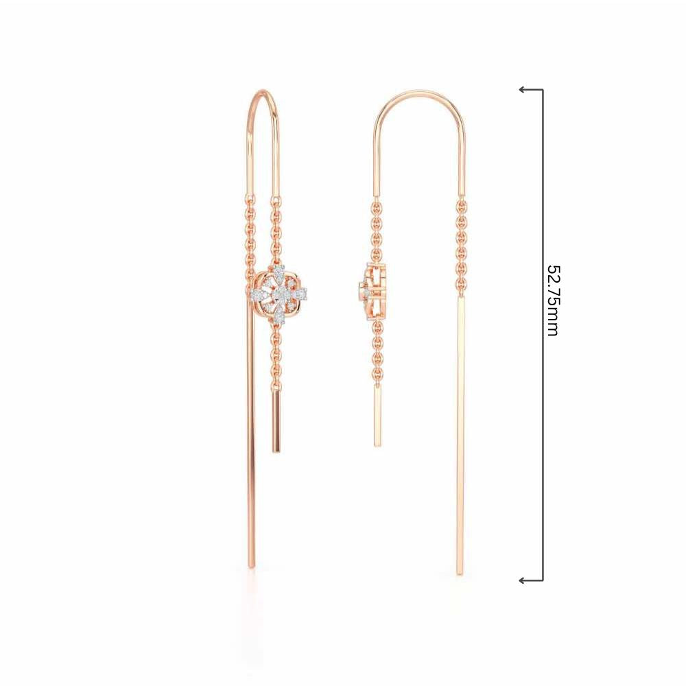 Uno Motif Silver Dangler Earring - Rose Gold - Image 4