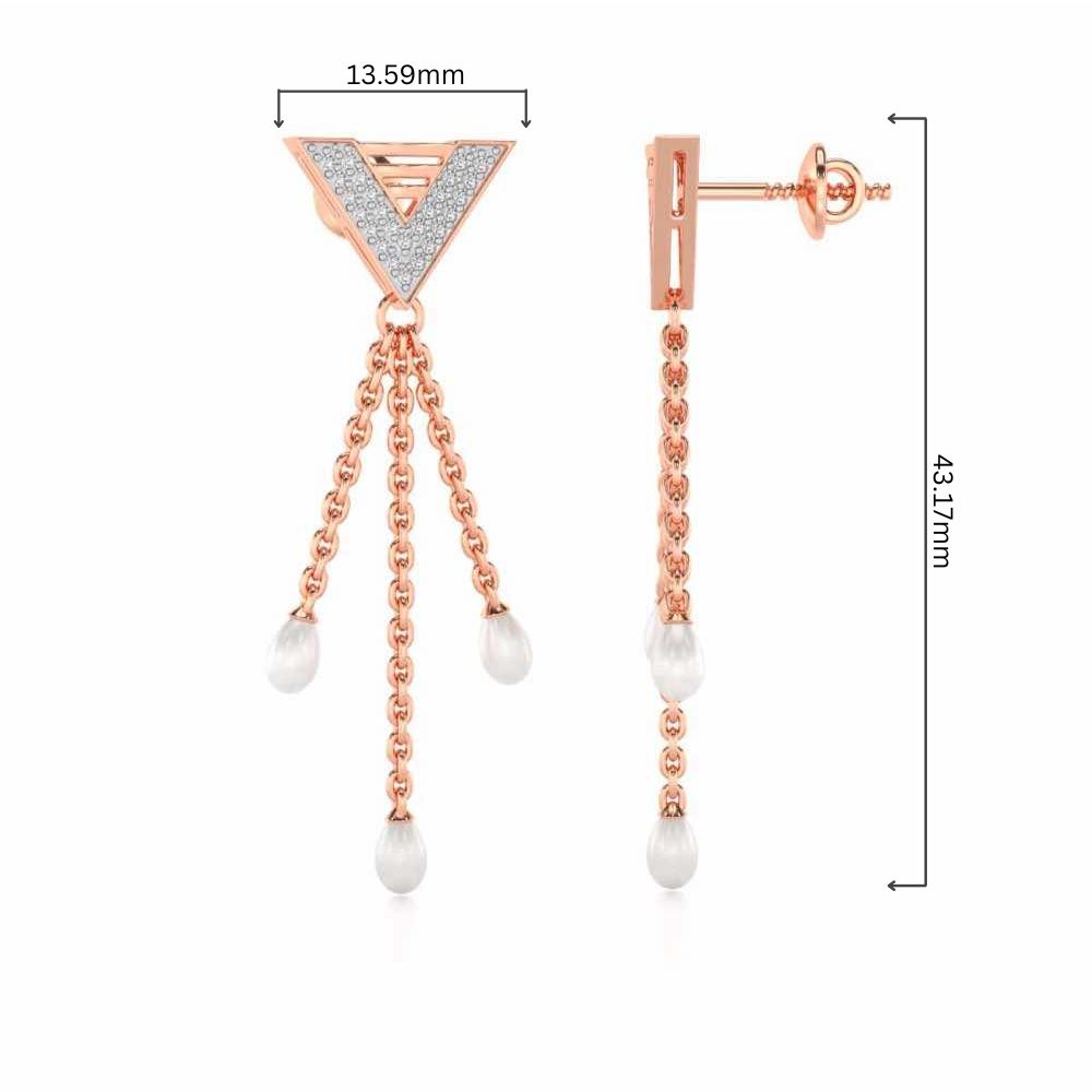 Trigona Silver Dangler Earrings - Rose Gold - Image 4