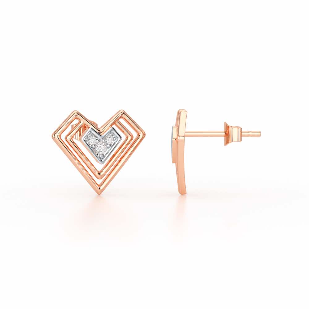 Perfect Pointers Silver Earring Studs - Rose Gold - Image 4