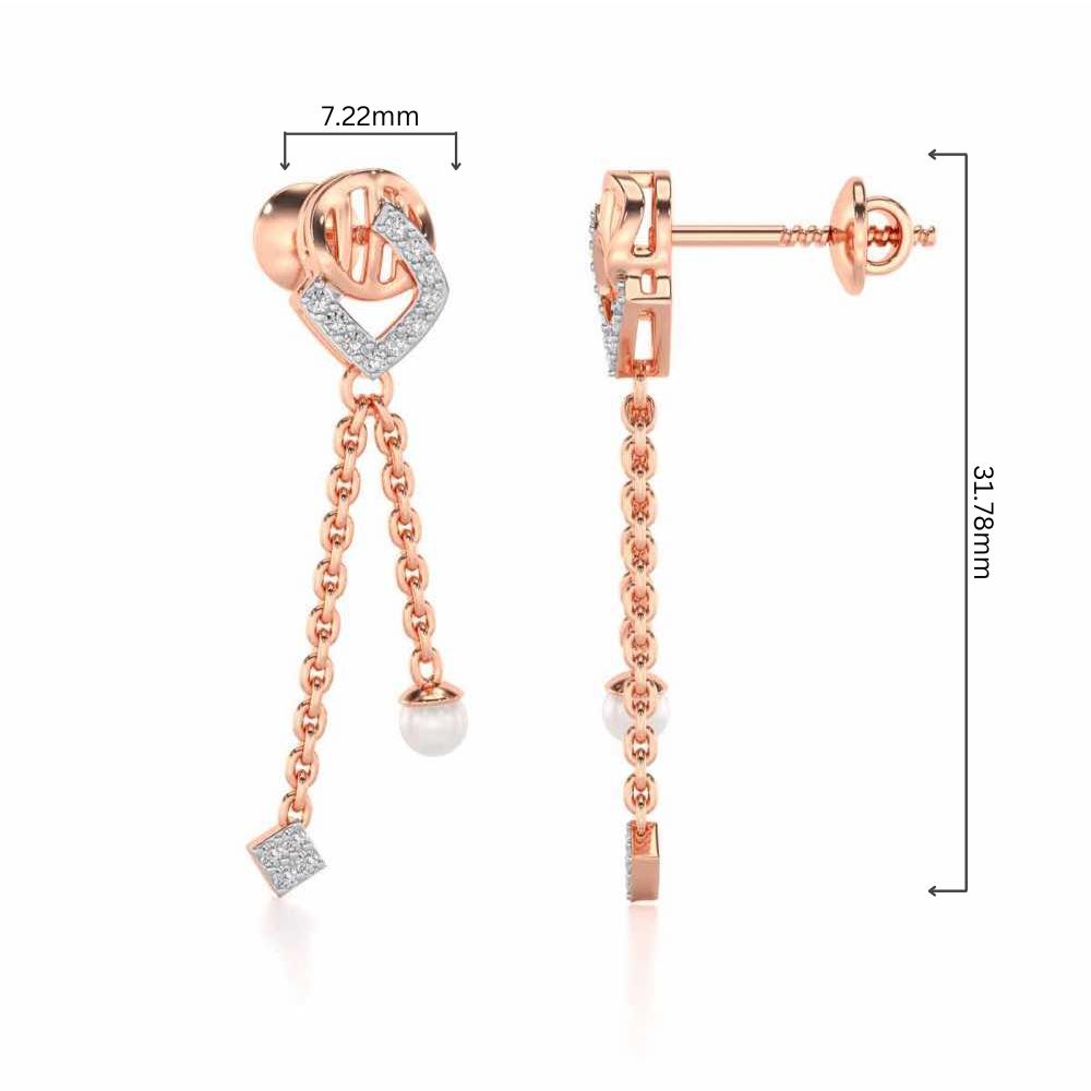 Lighten Silver Dangler Earrings - Rose Gold - Image 4