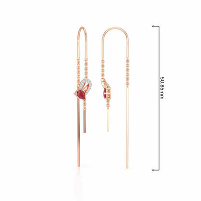 Wonder Lobe Silver Dangler Earrings - Rose Gold - Image 4