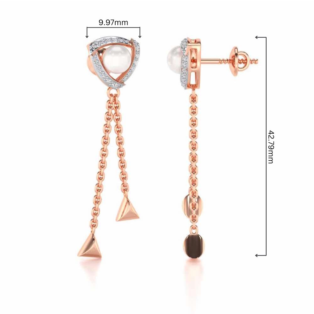 Pearl Eye Silver Dangler Earrings - Rose Gold - Image 4