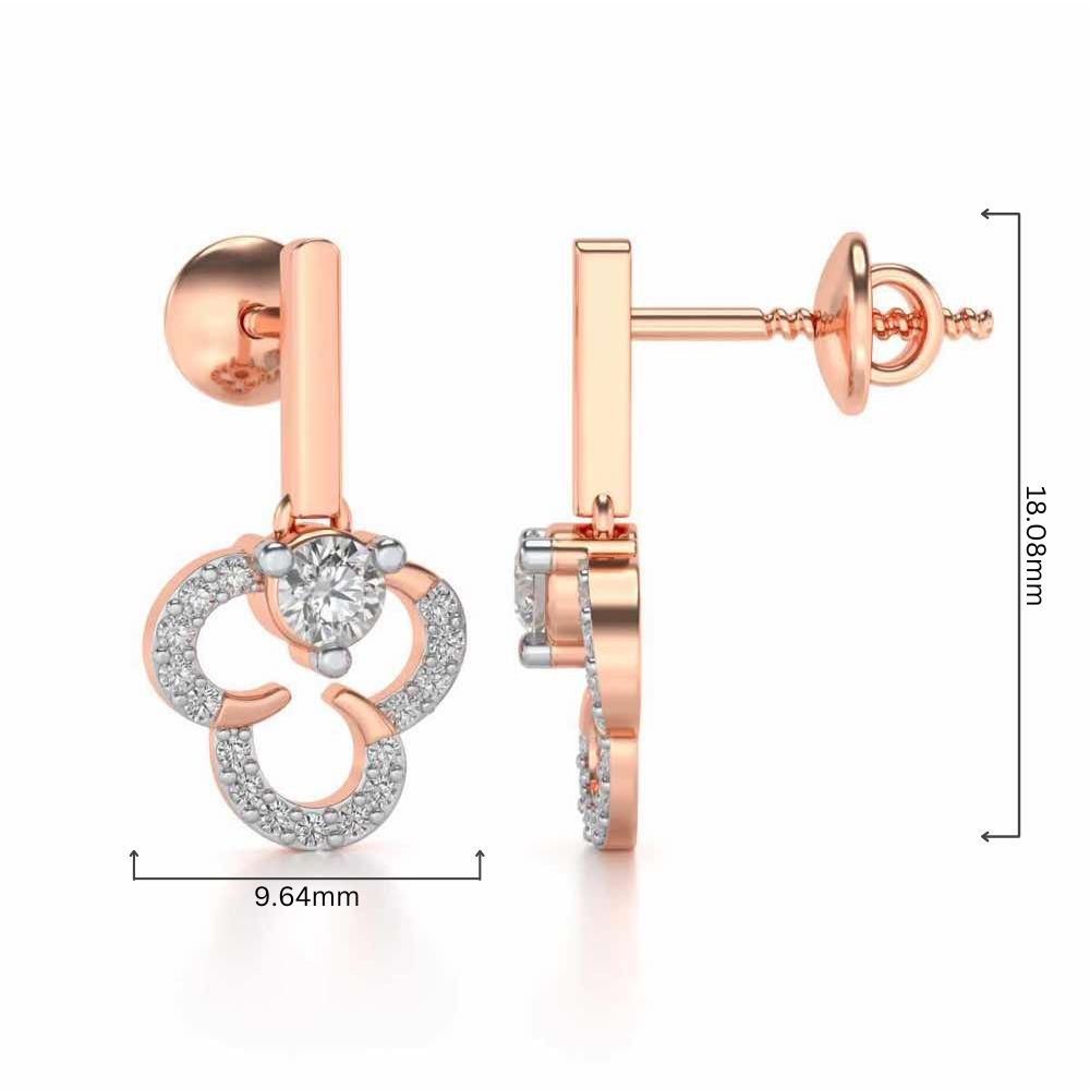 Inverted Flower Earring Drops - Rose Gold - Image 4