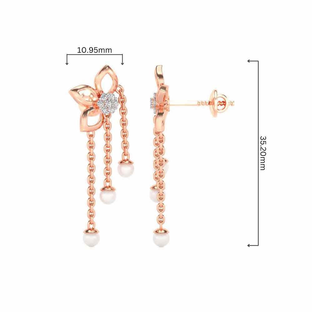 Semi-Bloom Silver Dangler Earrings - Rose Gold - Image 4