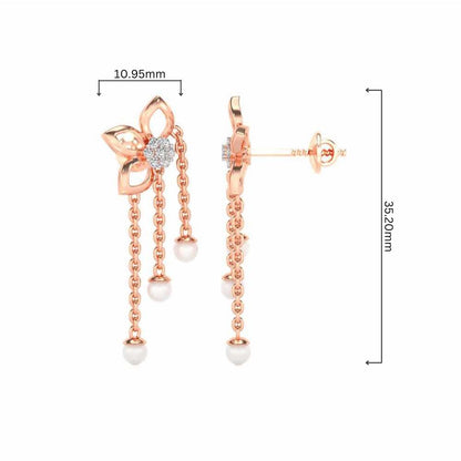 Semi-Bloom Silver Dangler Earrings - Rose Gold - Image 4