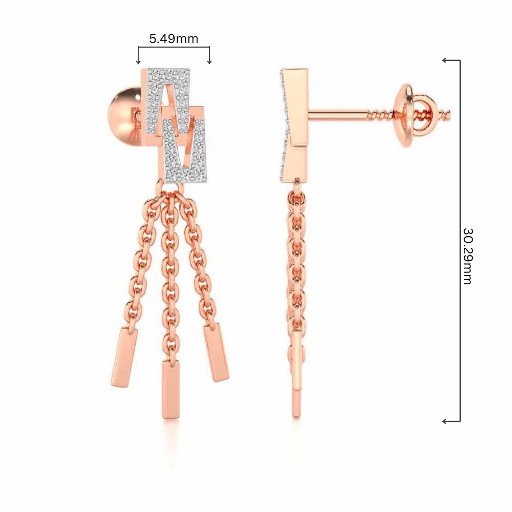 Framework Silver Dangler Earrings - Rose Gold - Image 4