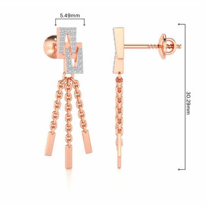 Framework Silver Dangler Earrings - Rose Gold - Image 4