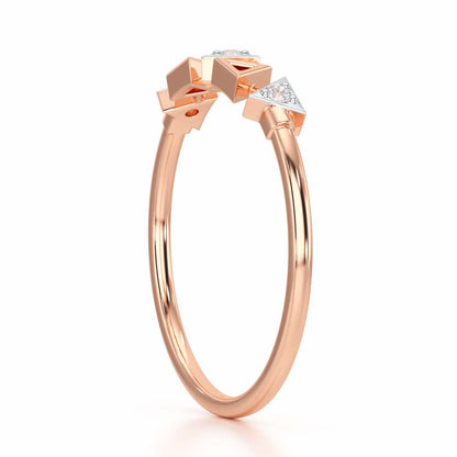 Triangle Meet Silver Ring - Rose Gold - Image 4