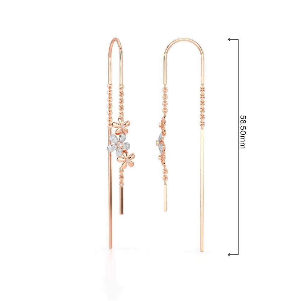 Pushp Silver Dangler Earrings - Rose Gold - Image 4