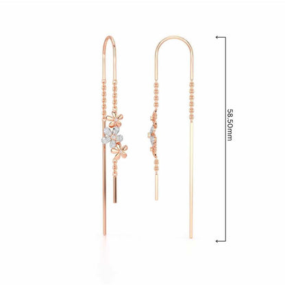 Pushp Silver Dangler Earrings - Rose Gold - Image 4