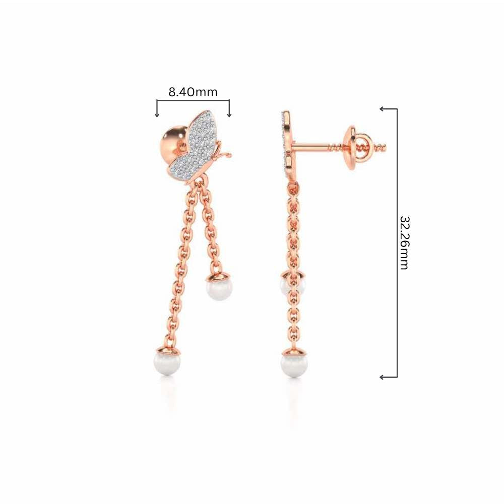 Fly Silver Dangler Earrings - Rose Gold - Image 4