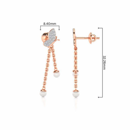 Fly Silver Dangler Earrings - Rose Gold - Image 4