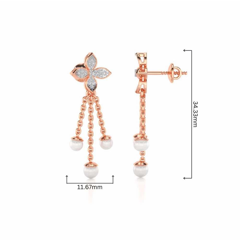 Ishani Silver Dangler Earrings - Rose Gold - Image 4