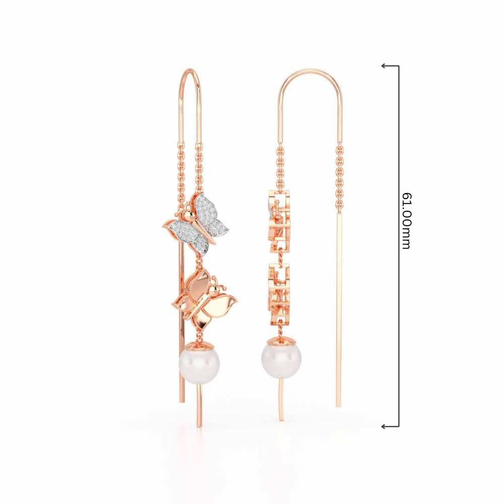 Duo-Fly Silver Dangler Earrings - Rose Gold - Image 4