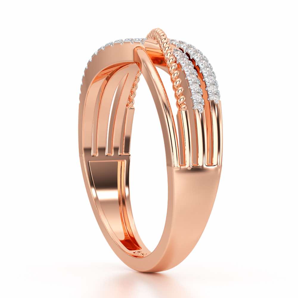 Crssing Wave Silver Ring - Rose Gold - Image 4