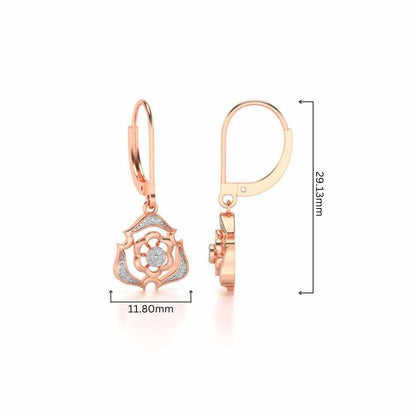 Intricate Floral Drops Earrings - Rose Gold - Image 4
